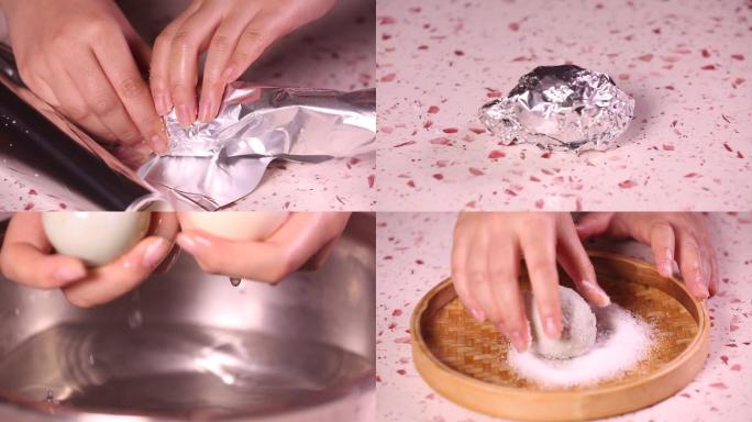 【镜头合集】白酒食盐锡纸腌制咸鸭蛋过程
