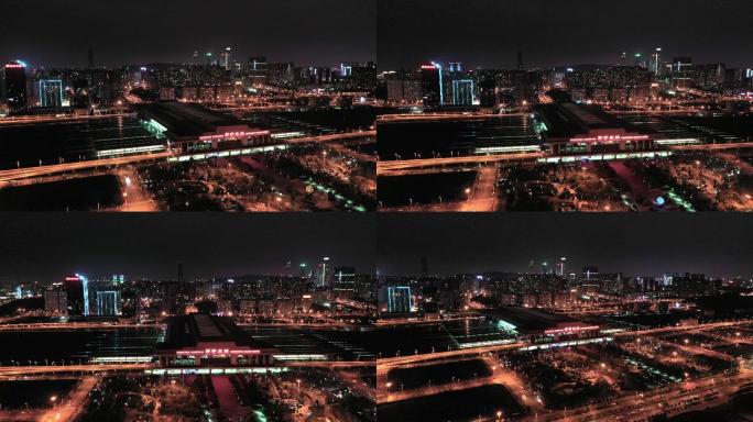 4k航拍广西南宁东站夜景航拍