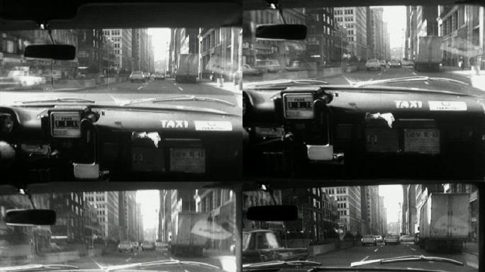 纽约的老式出租车老胶片老上海城市街道