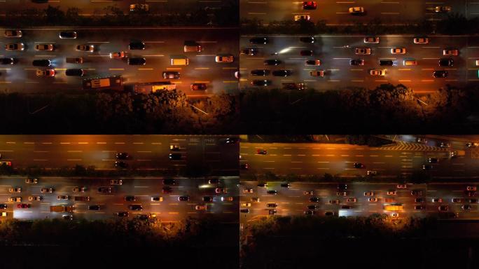 夜晚城市交通深圳布龙路车流2/4