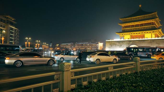 夜间城市交通视图城市风光城市风景城市夜景