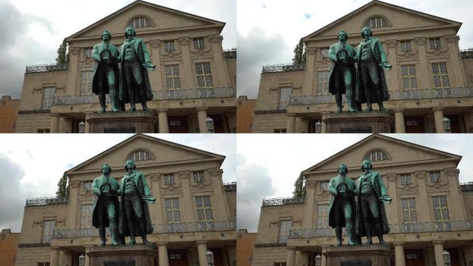 魏玛市歌德和席勒的著名雕塑