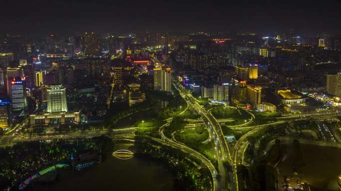 4K延时航拍南宁民族大道夜景