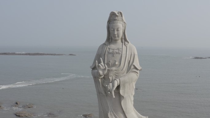 泉州石狮黄金海岸 观音 菩萨 雕像 海边