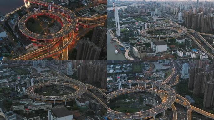 上海南浦大桥车流如梭航拍