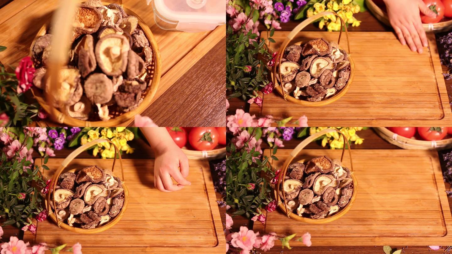 【镜头合集】面粉饭盒清洗香菇的方法