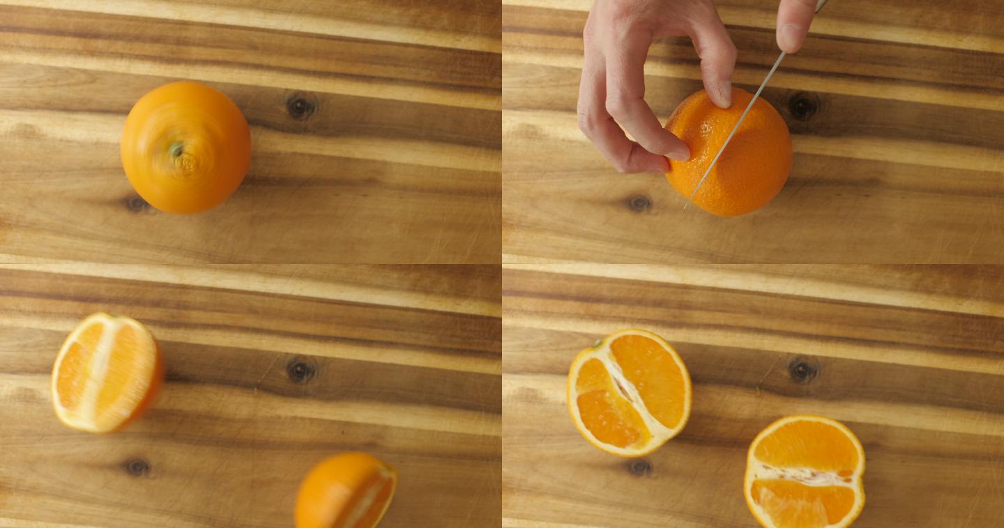 鲜橙切成两半橙子广告