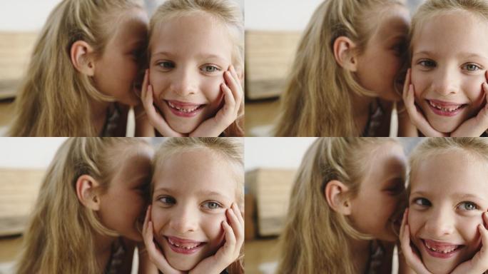 两个小女孩相互耳语的4k视频片段