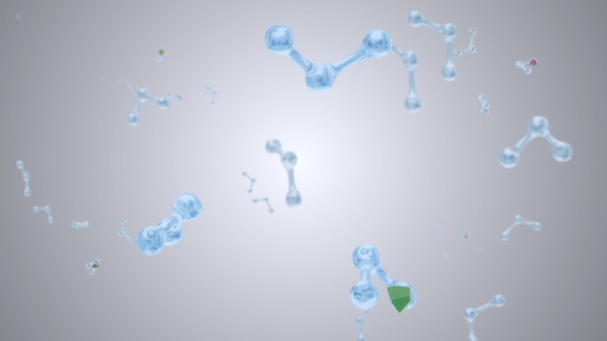 臭氧分子分解破坏病毒三维动画