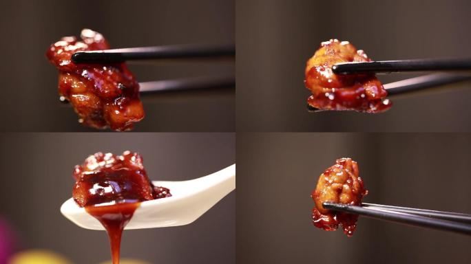 【镜头合集】筷子夹起一块多汁鸡肉