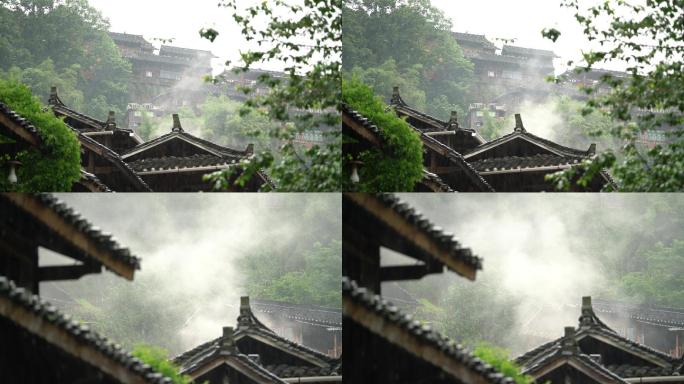 4K 雨中的西江千户苗寨1