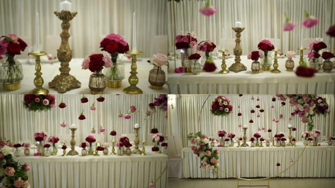 美丽的婚礼背景鲜花装饰