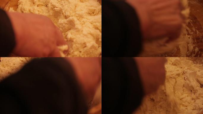 【镜头合集】木盆加面粉和面团  (2)
