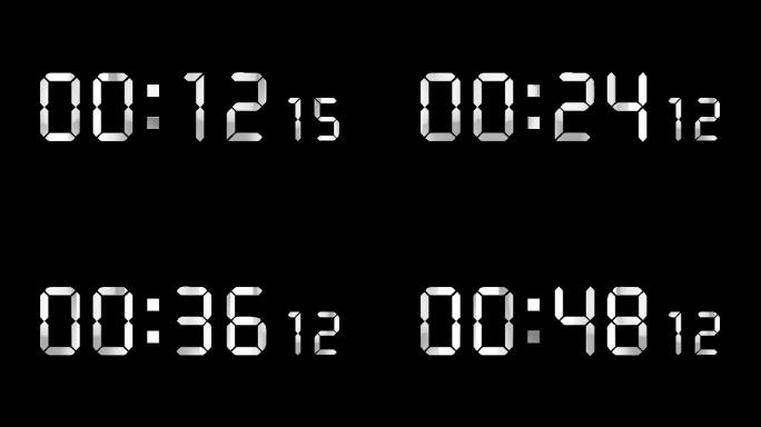 4K银色液晶数字顺数1分钟精确毫秒