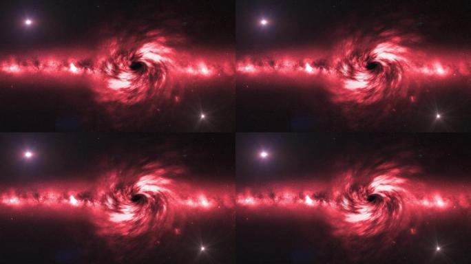 超大质量黑洞和星云的现代真实动画，空间、光和时间被视界上的强引力、虫洞、延时、速度弦、时间和空间的弯