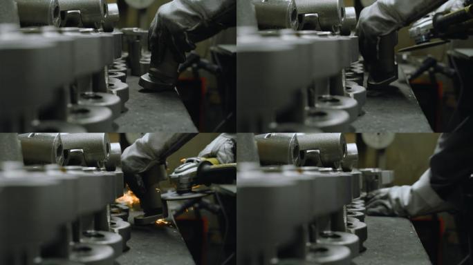 角磨机在铸造厂用于打磨金属铸件