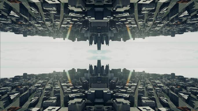 镜像城市旋转转动多镜头组合素材