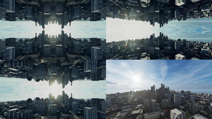 城市之光镜像城市多镜头组合素材