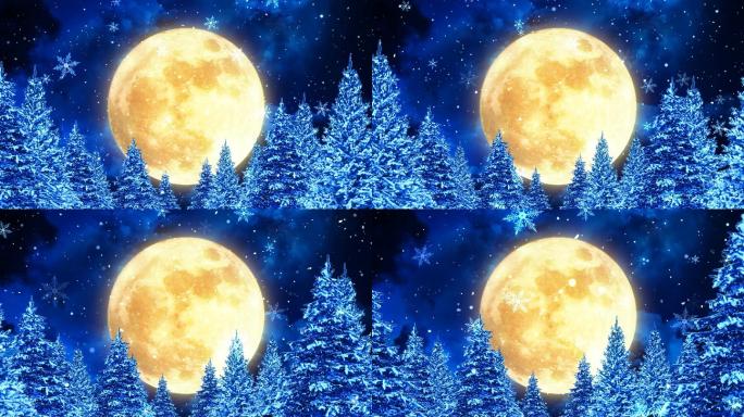 月亮-松树-圣诞