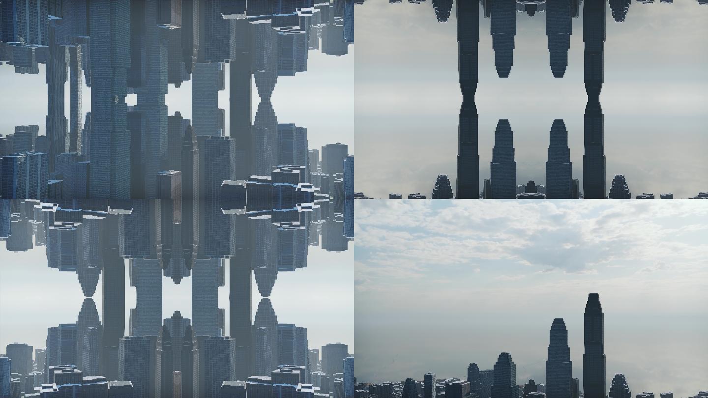 镜像城市抽象城市多镜头组合素材