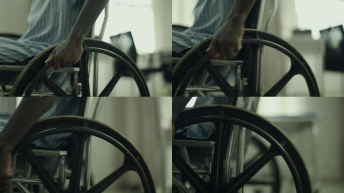患者在医院轮椅上的非洲种族。