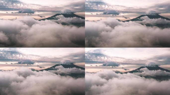 富士山鸟瞰图云海云雾