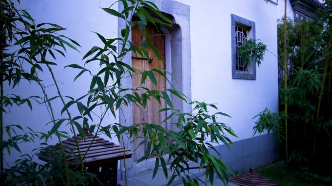 中式院落里的竹子