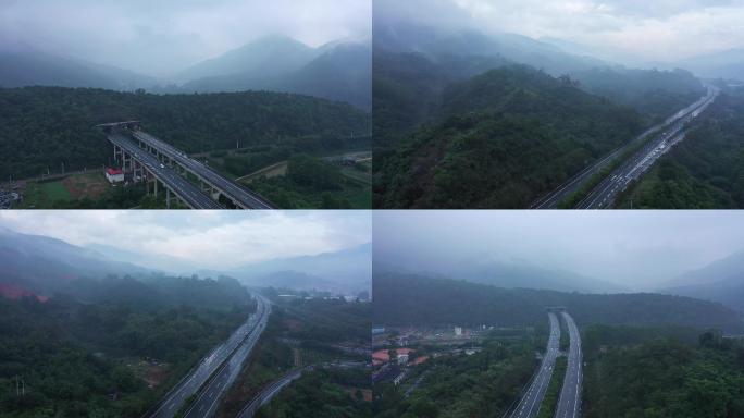 雨天行驶在高速公路上的车辆