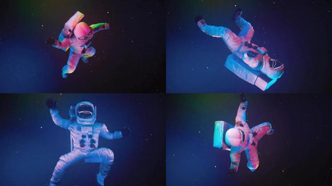 宇航员太空漂浮旋转高清素材