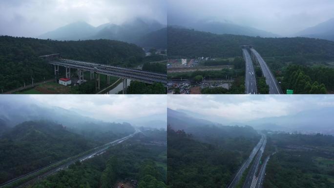 雨天高速公路上行驶的车辆