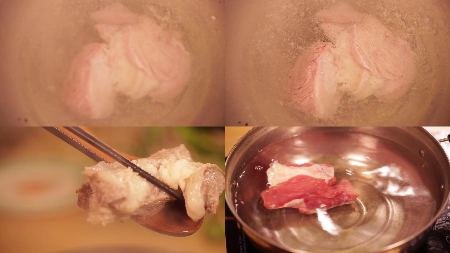 【镜头合集】清水煮牛腩肉焯水去血沫