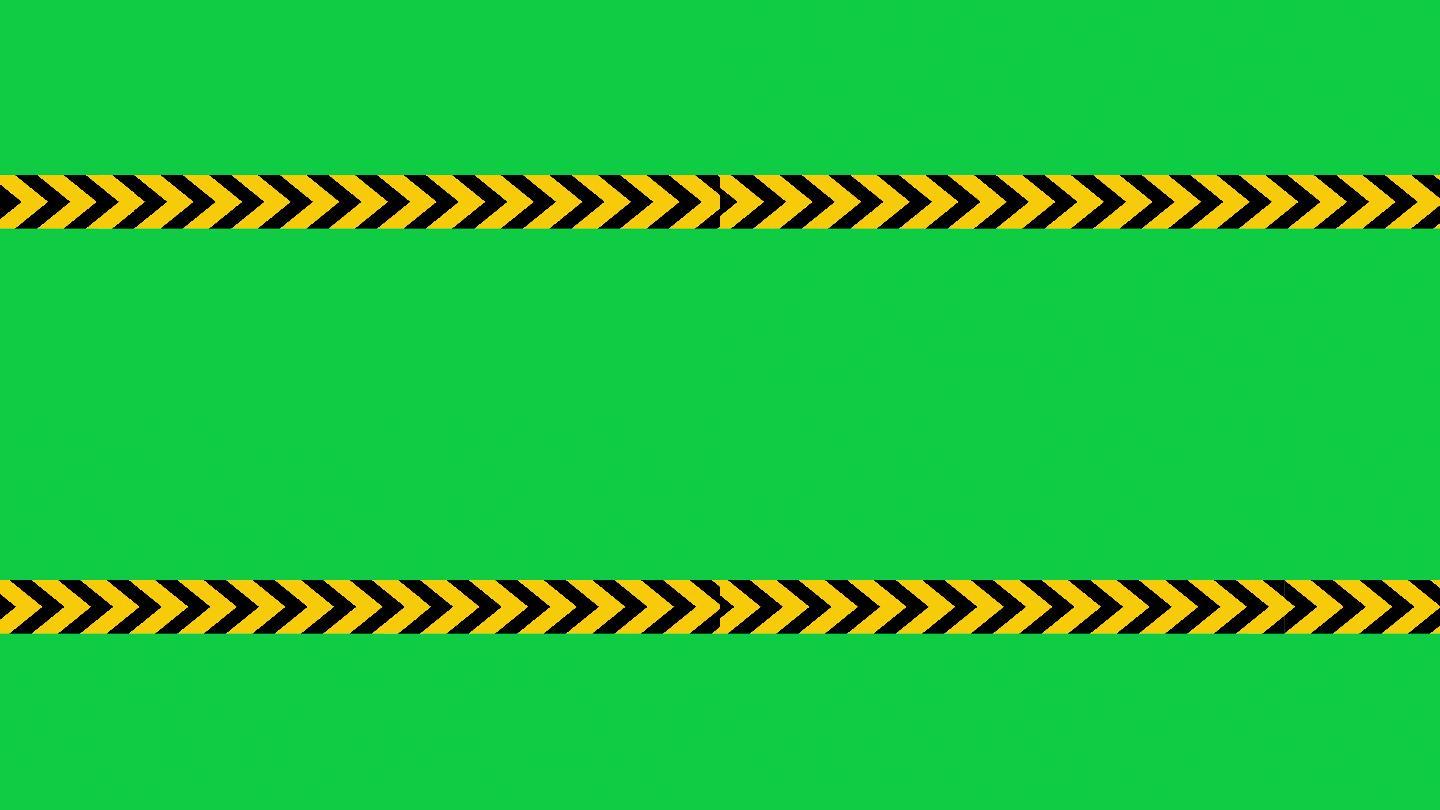 绿色屏幕上的危险警告和停止标志带标记，覆盖Alpha和白色背景，可循环复制空间
