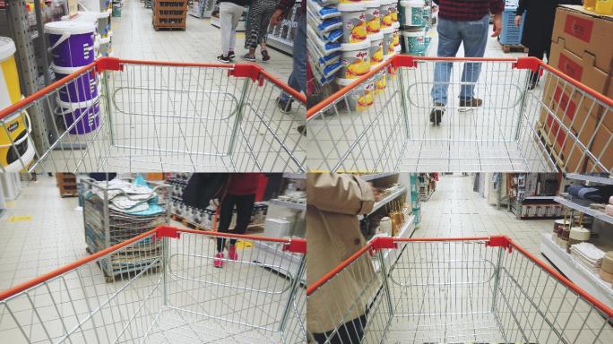 在超市拉购物车-POV