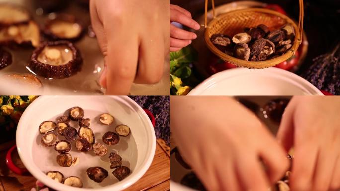 【镜头合集】密封饭盒浸泡清洗香菇