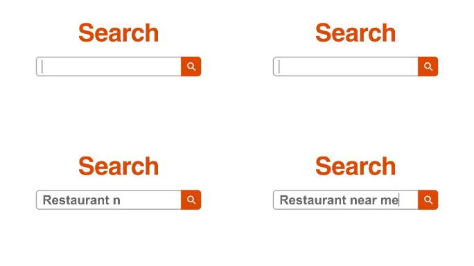 网页浏览器或带有搜索框的网页，键入“我附近的餐馆”进行internet搜索