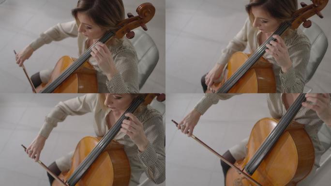 专业大提琴手大提琴演奏美女拉大提琴拉大提