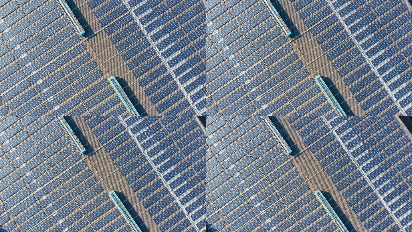 太阳能电池板、可再生能源行业的无人机视角