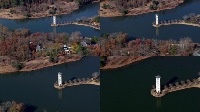 天鹅湖钟楼-鸟瞰图-美国格林维尔县南卡罗来纳州