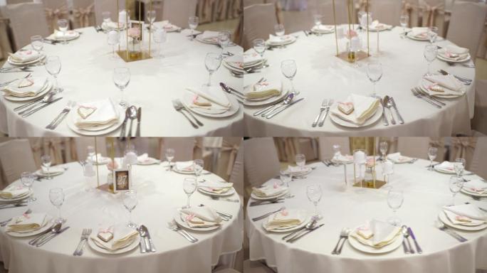 婚礼餐桌布置餐前摆置环绕拍摄实物拍摄