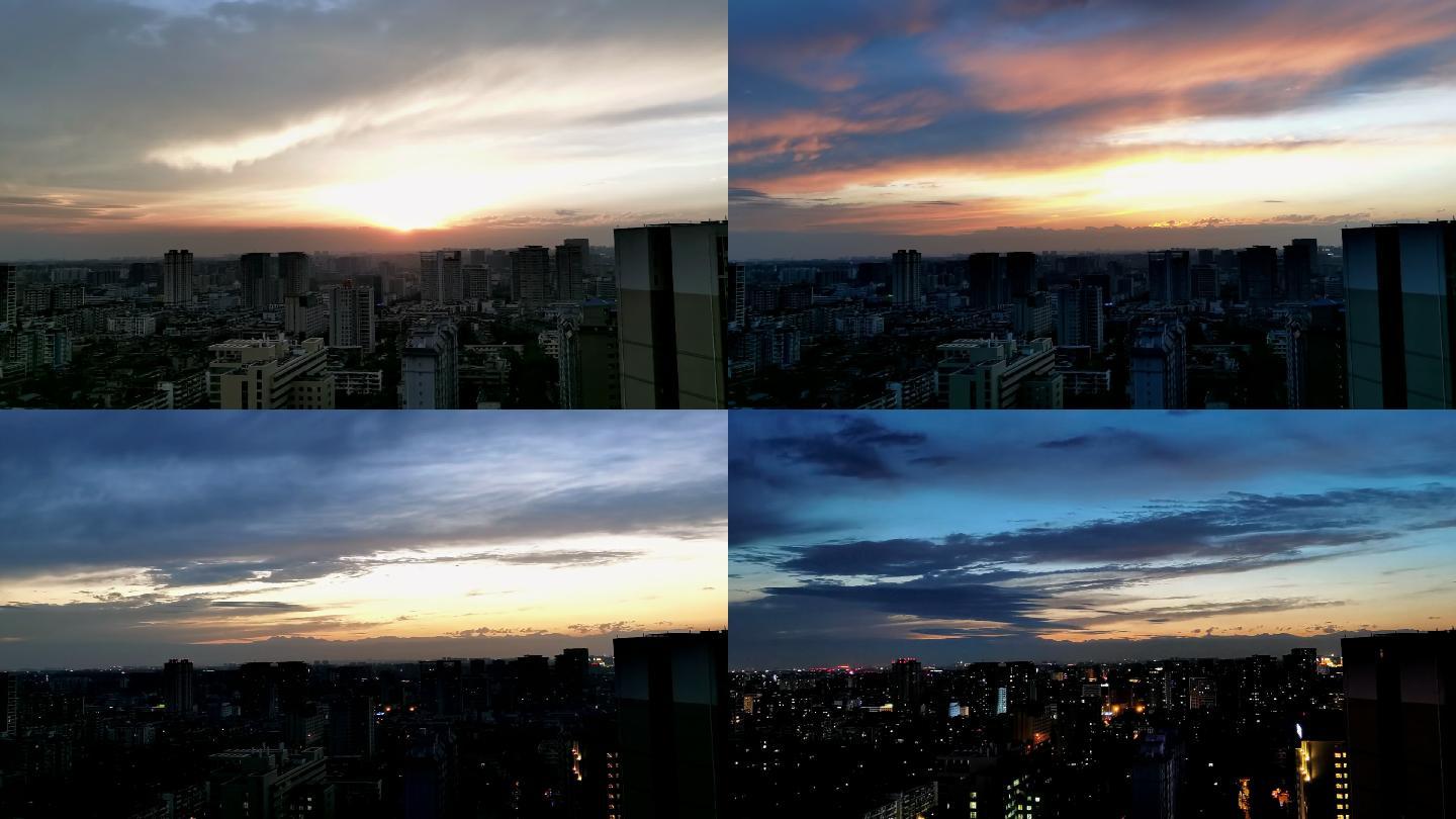 城市晚霞夕照