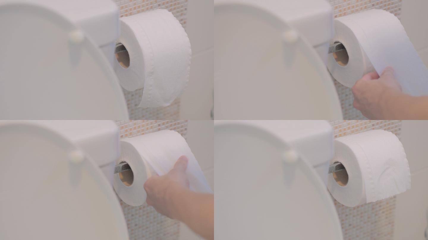 使用卫生纸的人的手。