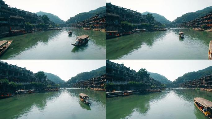 中国湖南凤凰古城风景鸟瞰图