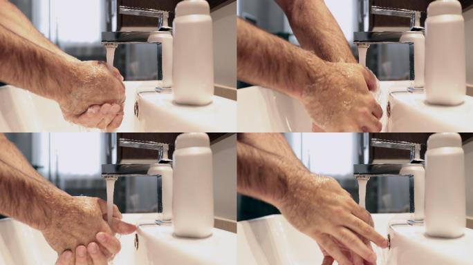 一名男子在浴室洗手的4K视频