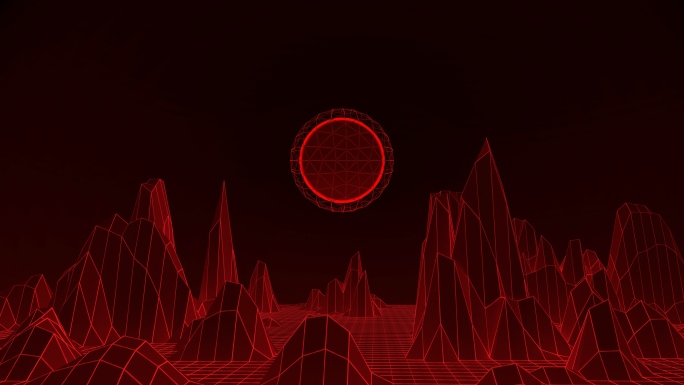 【4K时尚背景】黑红日升科技暗黑空间视觉