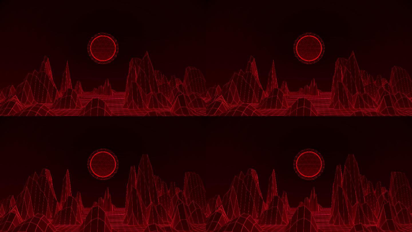 【4K时尚背景】黑红日升科技暗黑空间视觉