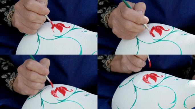 女人画葫芦手工艺毛笔