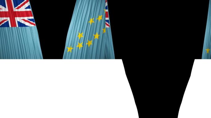 图瓦卢国旗窗帘布白模三维