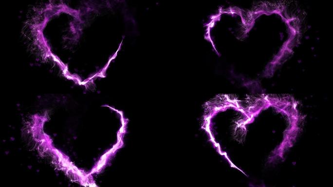 紫色爱心粒子带透明通道无缝循环