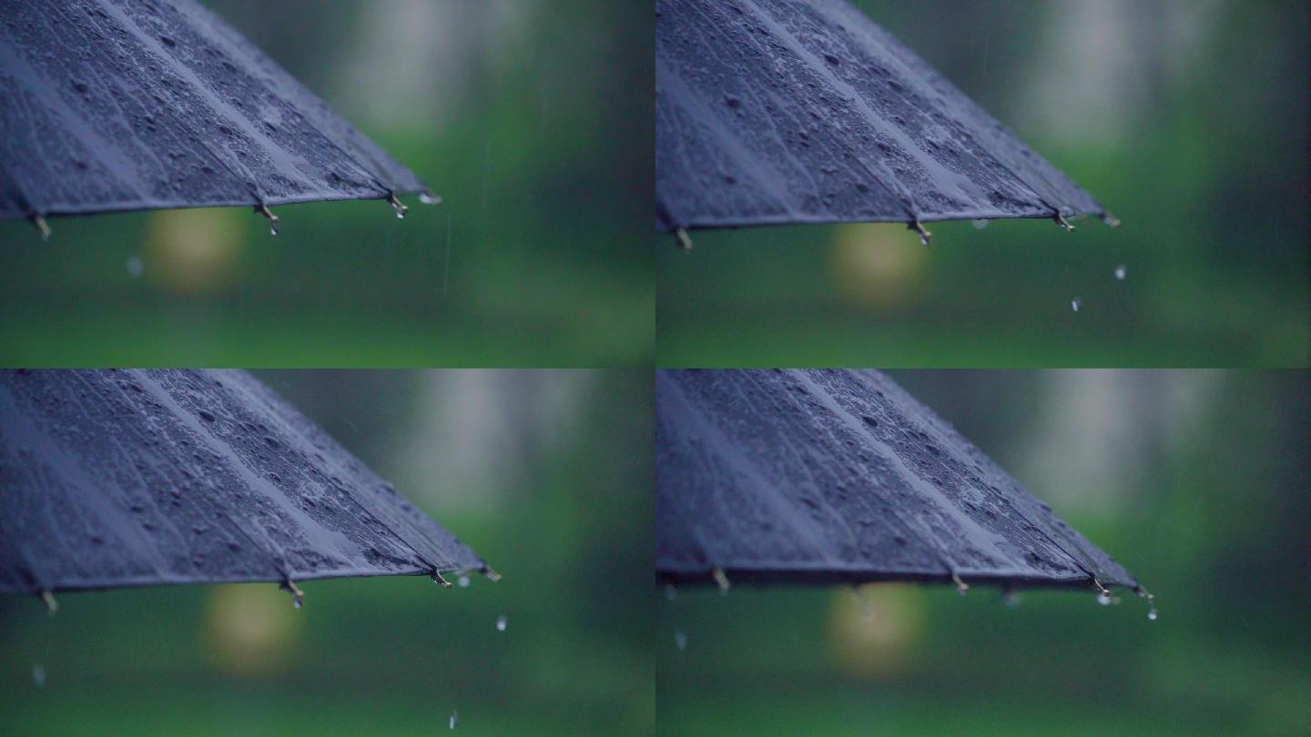 唯美雨伞雨滴滑落伤感视频雨滴落在雨伞上