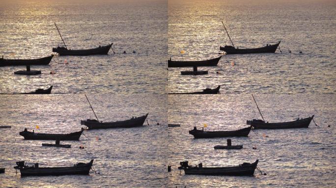 清晨 海湾 渔船 鸟 生态